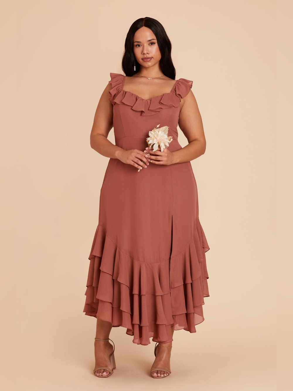Women’s 1X Birdy Grey Ginny Desert Rose Chiffon Dress Wedding Plus size